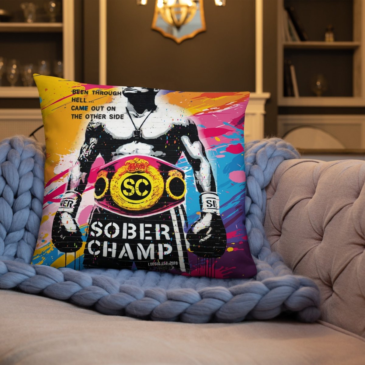 Sober Champ Champion Design Sober Pillow product photo (view 10)
