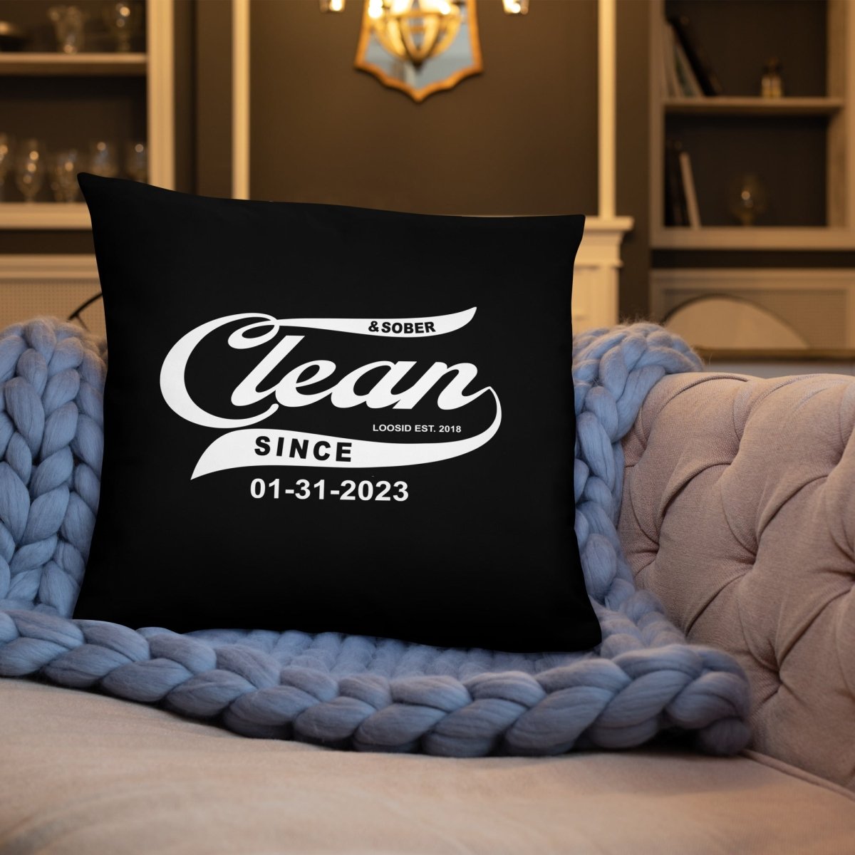 Clean & Sober Since Personalize Date Sober Pillow product photo (view 10)