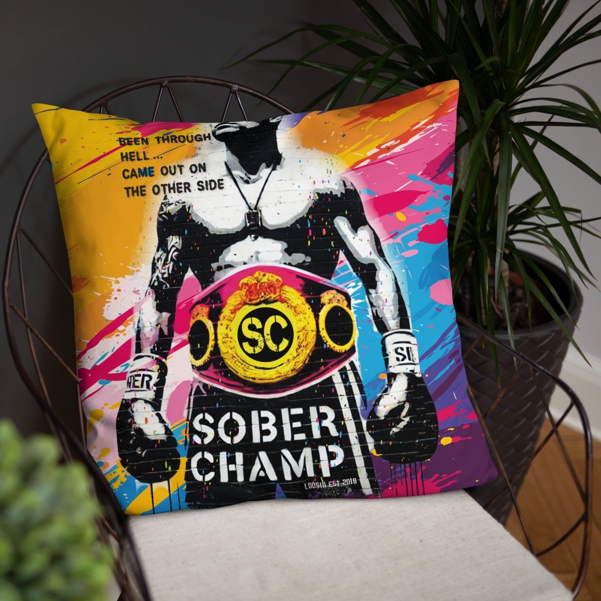 Sober Champ Champion Design Sober Pillow back view (view 7)