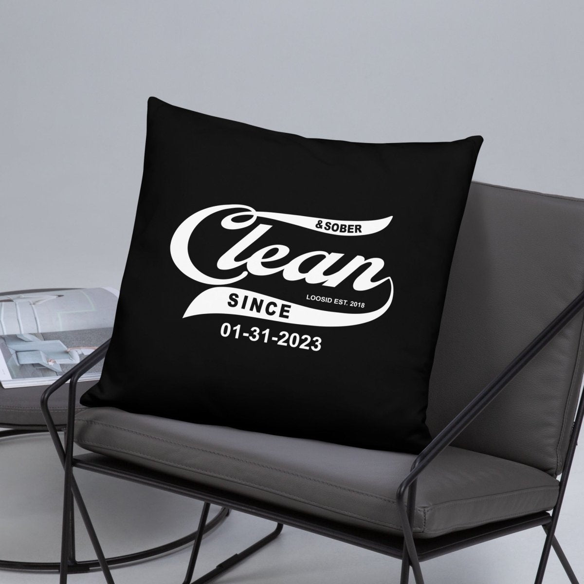 Clean & Sober Since Personalize Date Sober Pillow packaging detail (view 8)