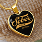 Close-up of Sobriety Gift necklace with engraved sobriety milestone date