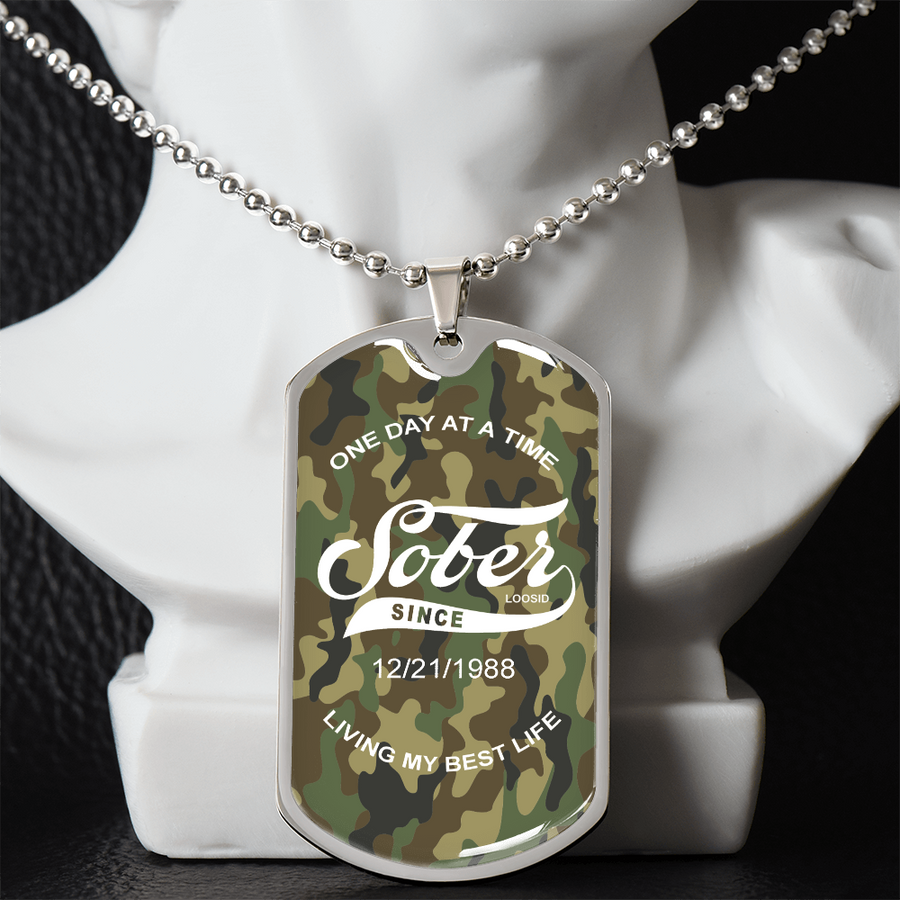 Personalized Sobriety Gift necklace presented in luxury gift box