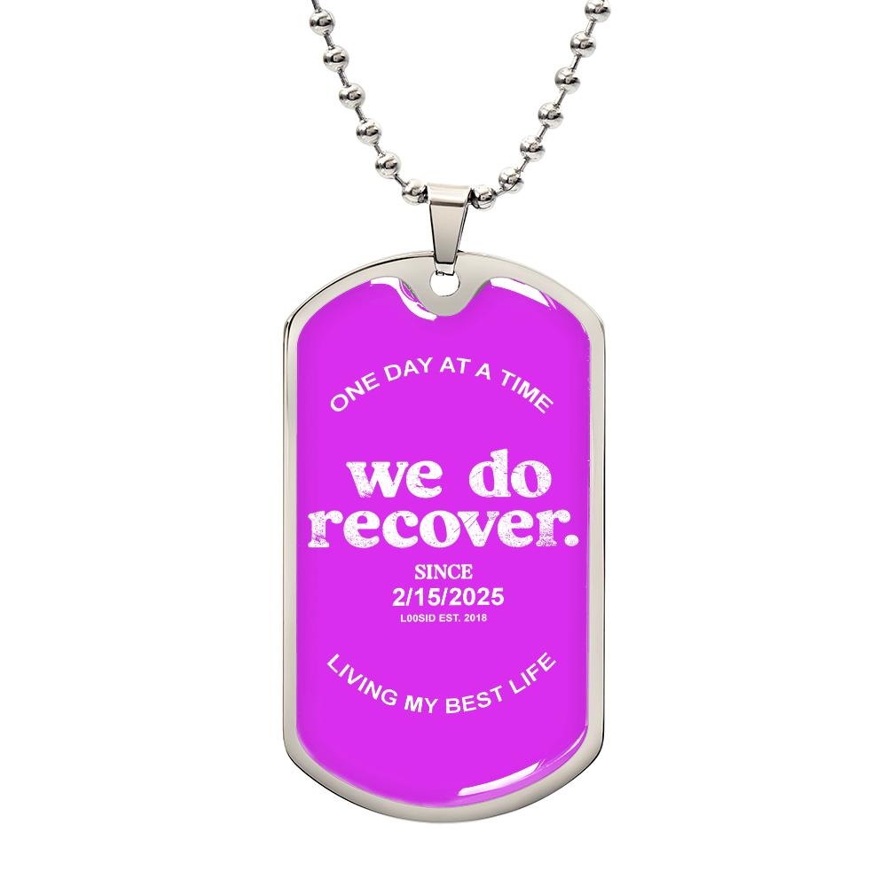 We Do Recover with Personalized 'Sober Since' Date Sober Jewelry close-up view (view 2)