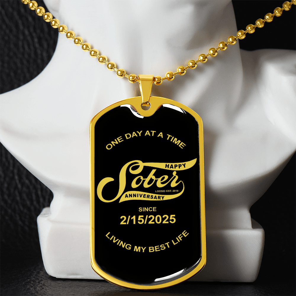 Happy Sober Anniversary W Sober Date Sober Jewelry fit detail (view 9)
