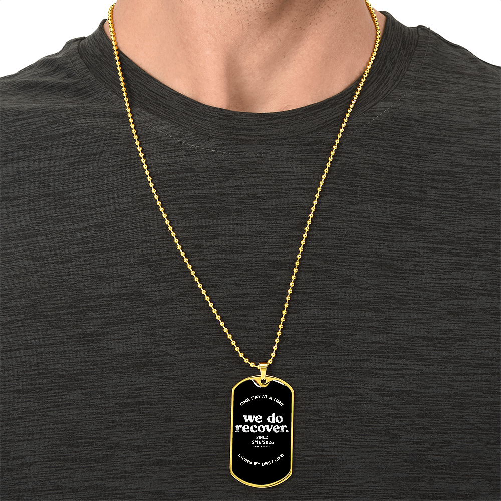 We Do Recover with Personalized 'Sober Since' Date Sober Jewelry side view (view 6)