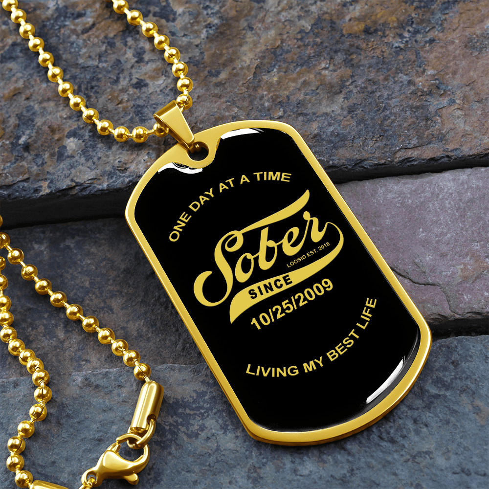 with Personalized 'Sober Since' Date Sober Jewelry packaging detail (view 8)