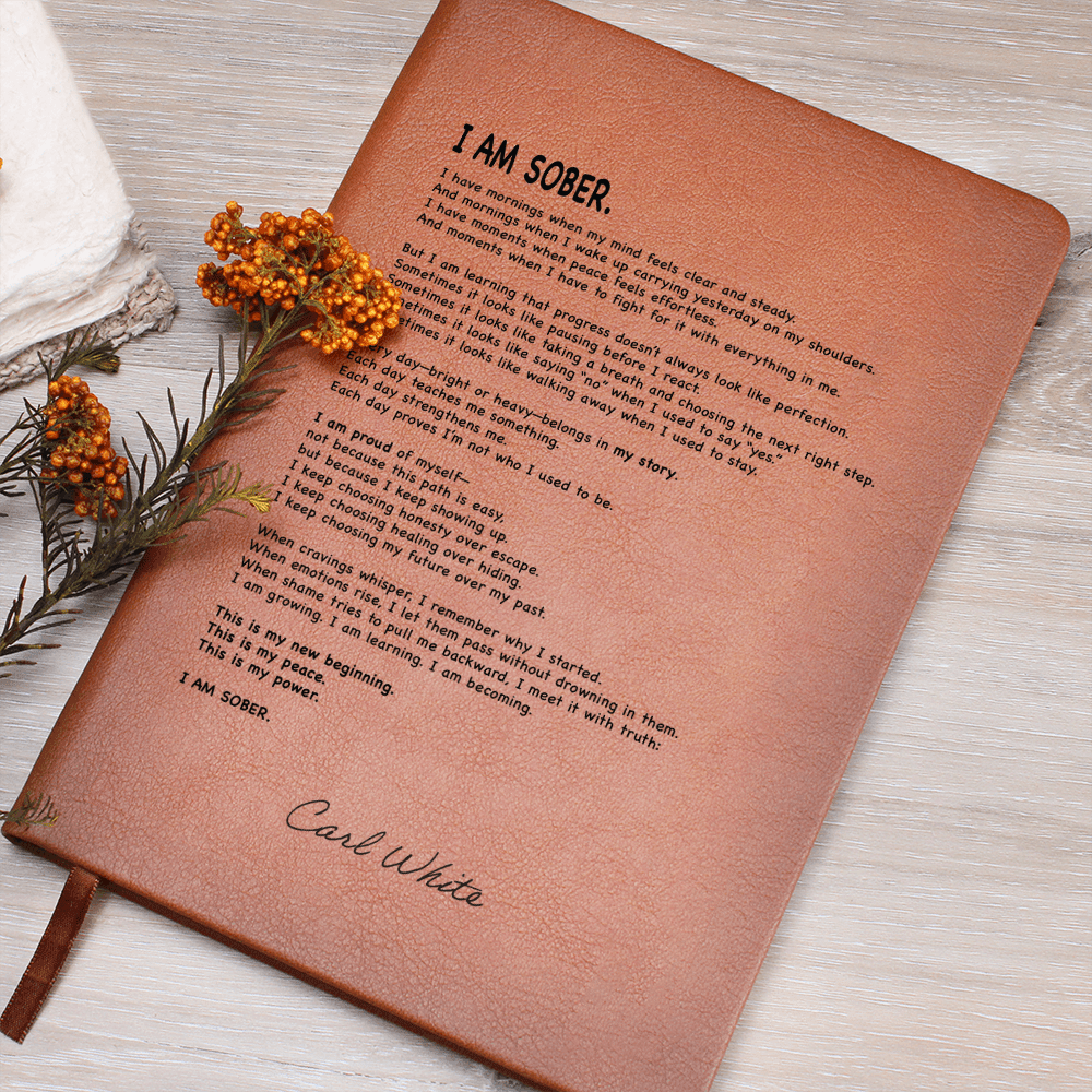 I AM SOBER Vegan Sober Leather Journal with Date Sober Journal lifestyle view (view 5)