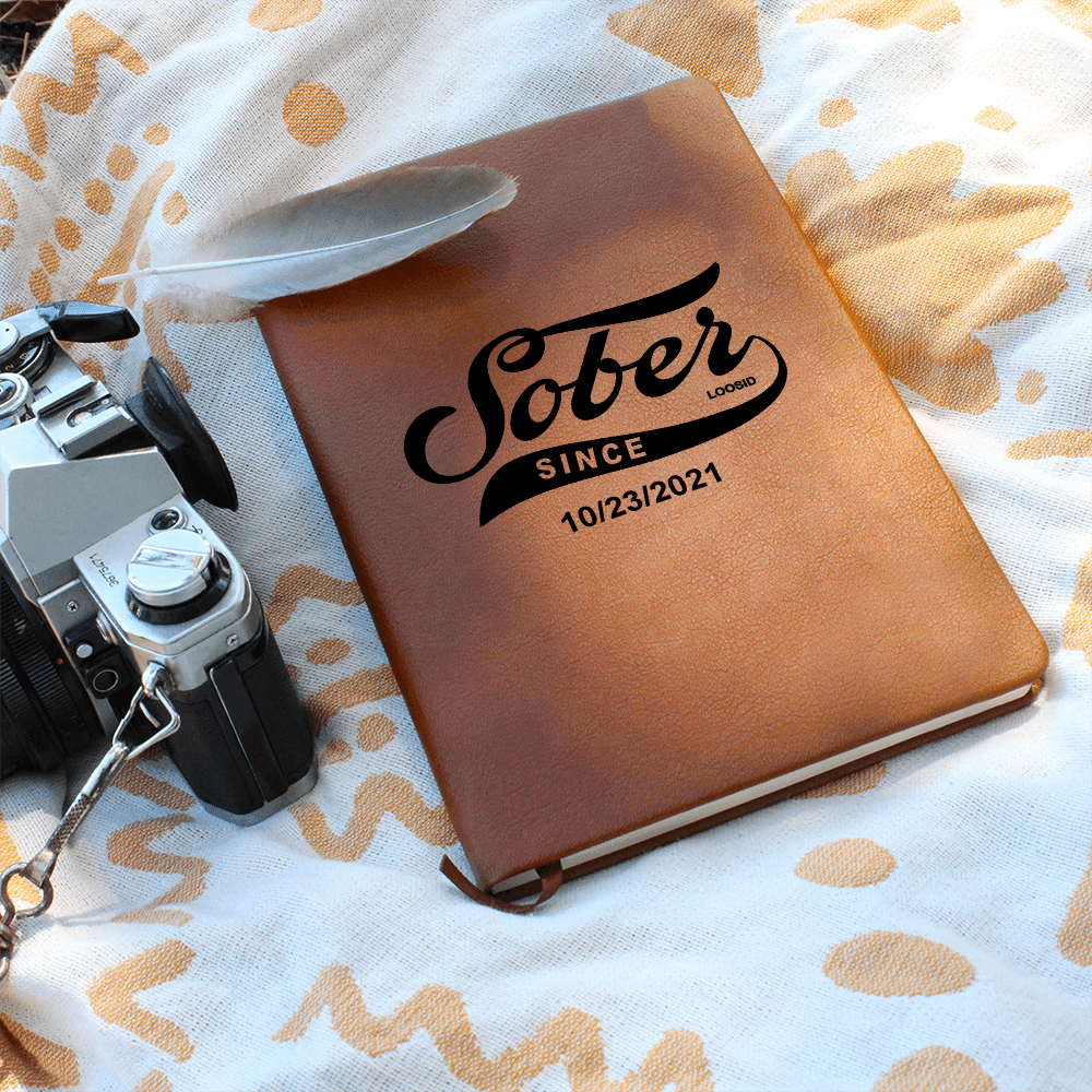 Sober Since Vegan Leather Journal with Date Sober Journal graphic detail (view 4)