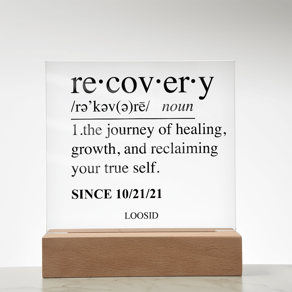 Recovery Acrylic Plaqye w Personalize Sober Date Sobriety Gift graphic detail (view 14)