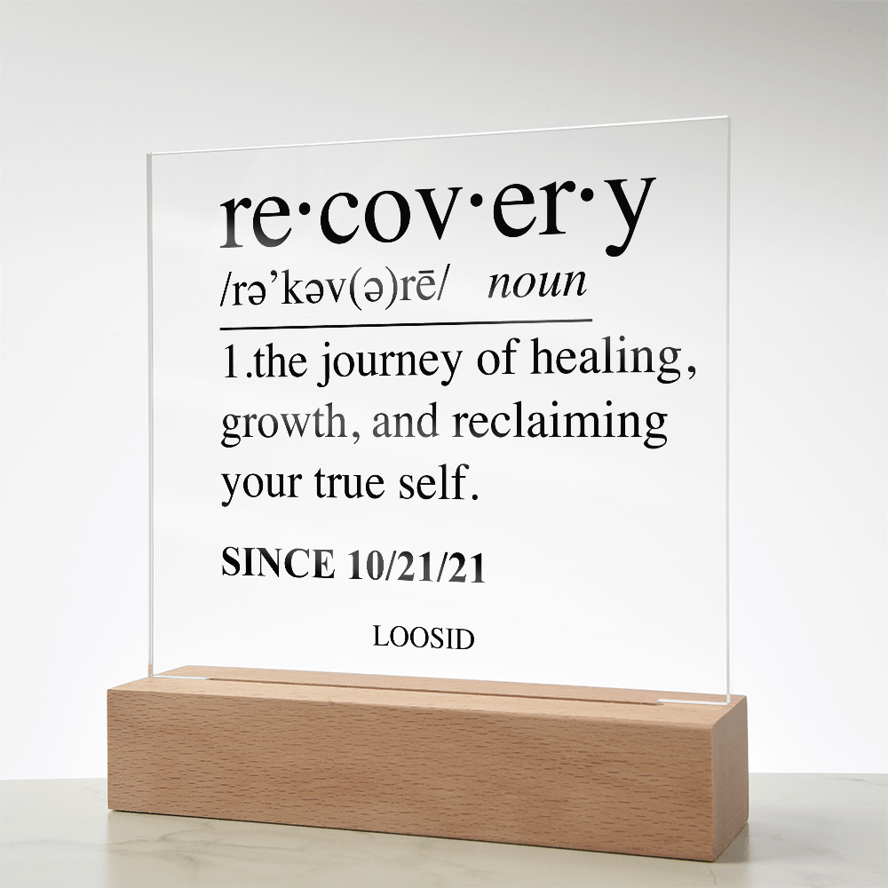 Recovery Acrylic Plaqye w Personalize Sober Date Sobriety Gift lifestyle view (view 15)