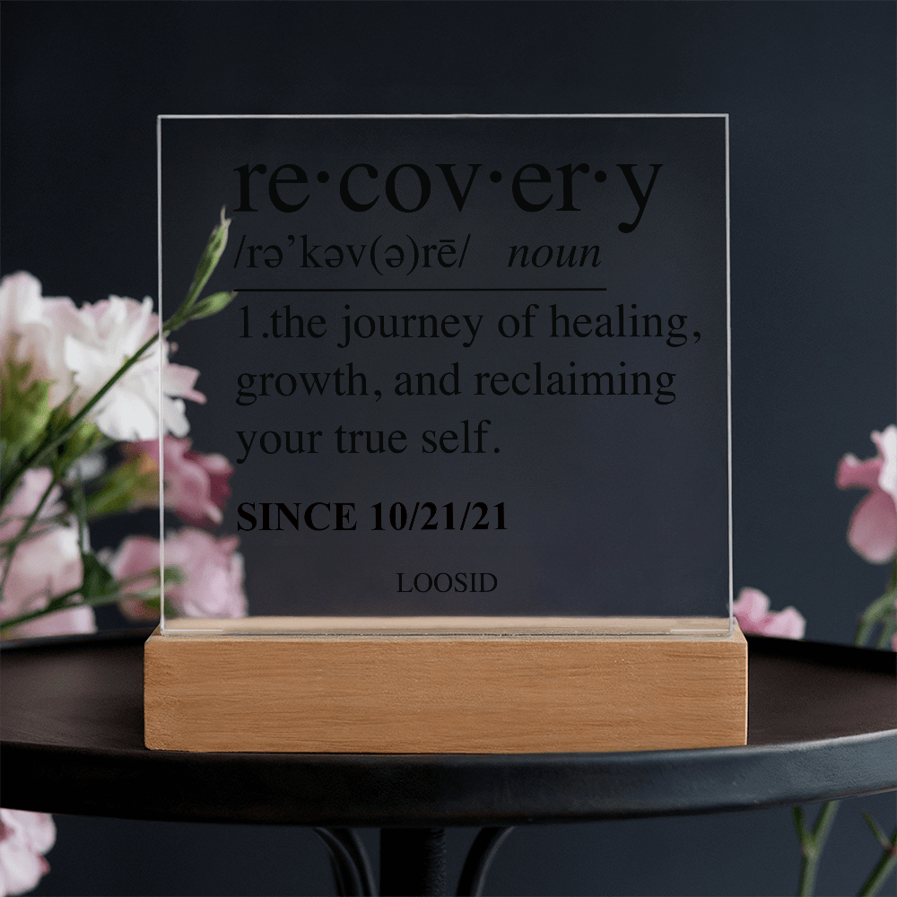 Recovery Acrylic Plaqye w Personalize Sober Date Sobriety Gift featuring the design (view 11)
