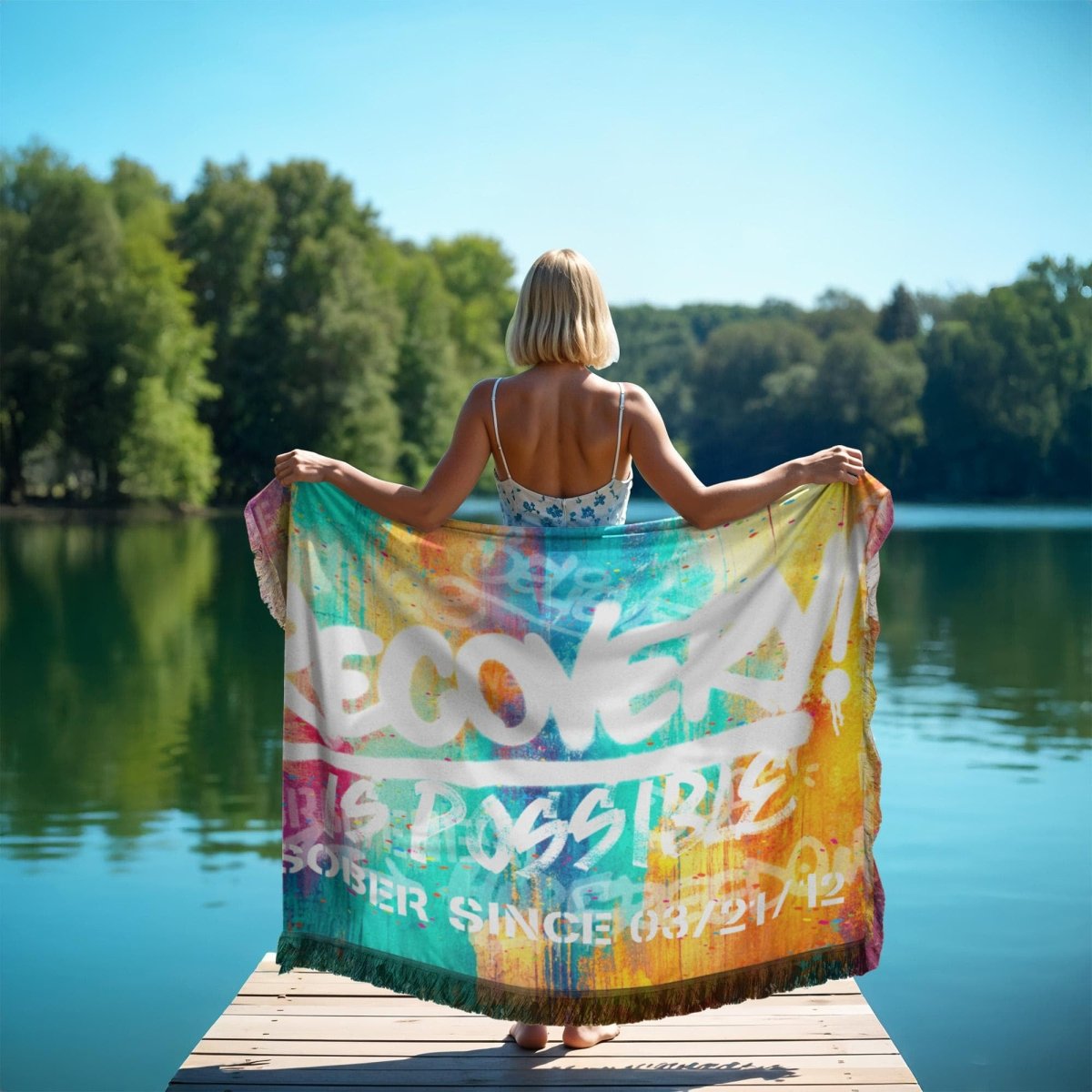 Recovery Is Possible Printed Blanket with Date Recovery Blanket graphic detail (view 4)