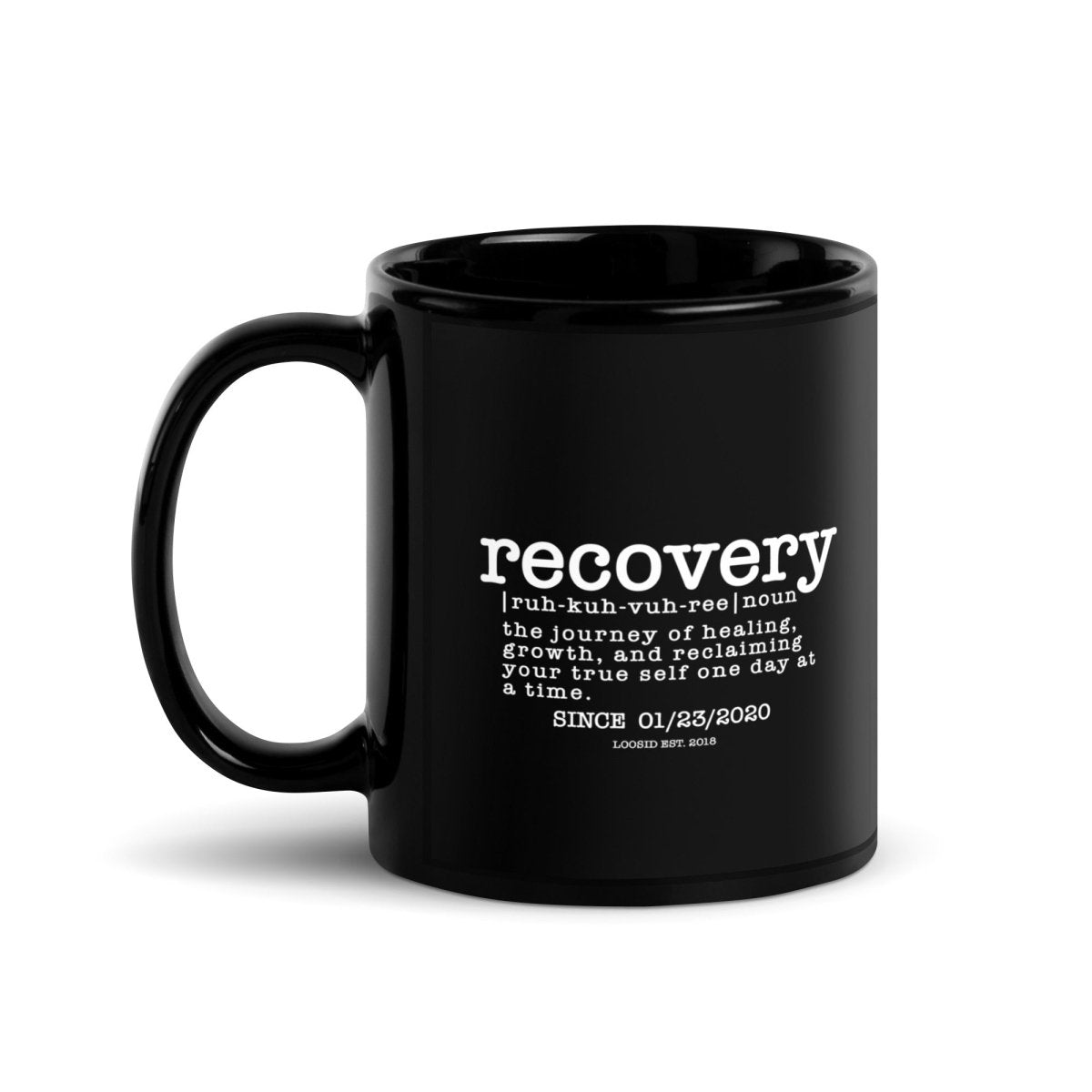 Recovery Definition Glossy Sober Sober Coffee Mug close-up view (view 2)