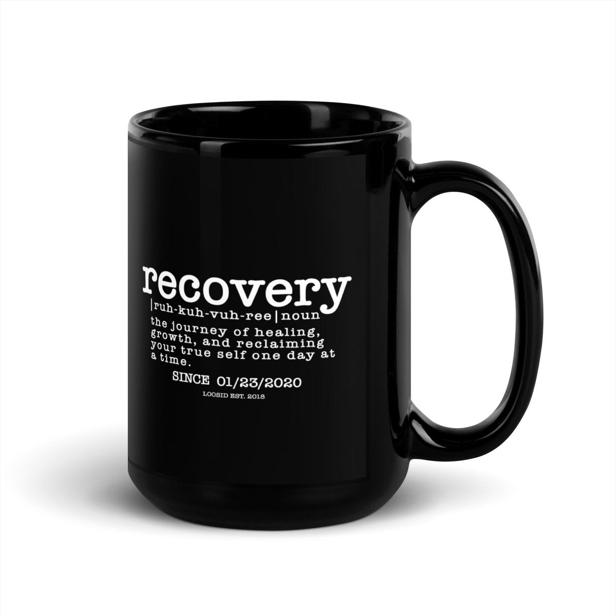 Recovery Definition Glossy Sober Sober Coffee Mug lifestyle view (view 5)