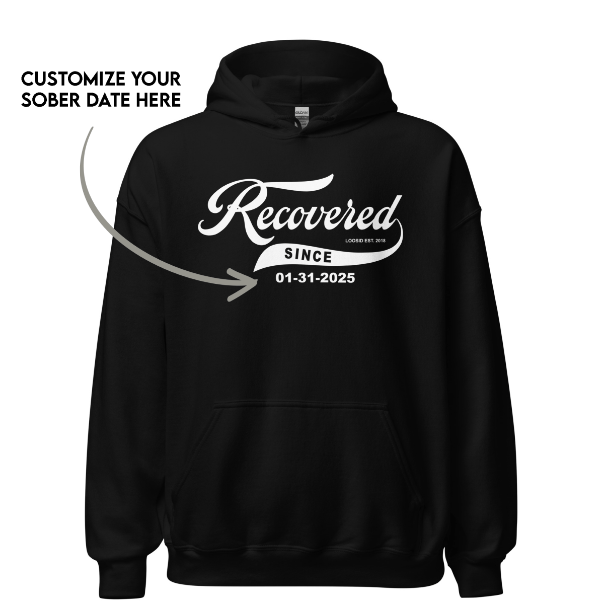 Recovered Since Recovery Hoodie flat lay styled image (view 3)