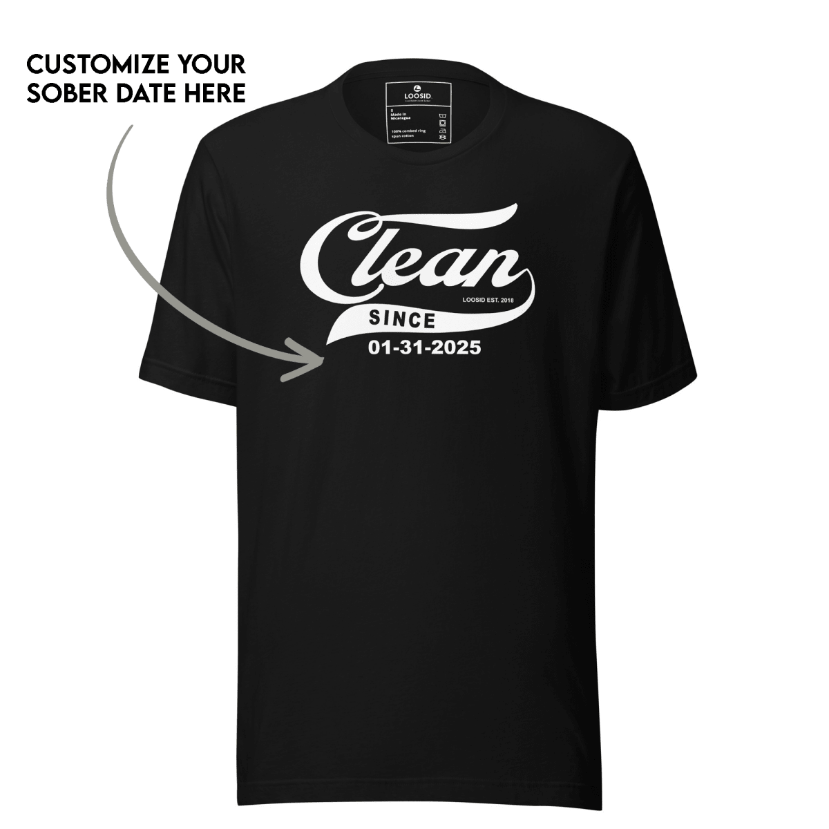 Clean Since Sober T Shirt graphic detail (view 4)