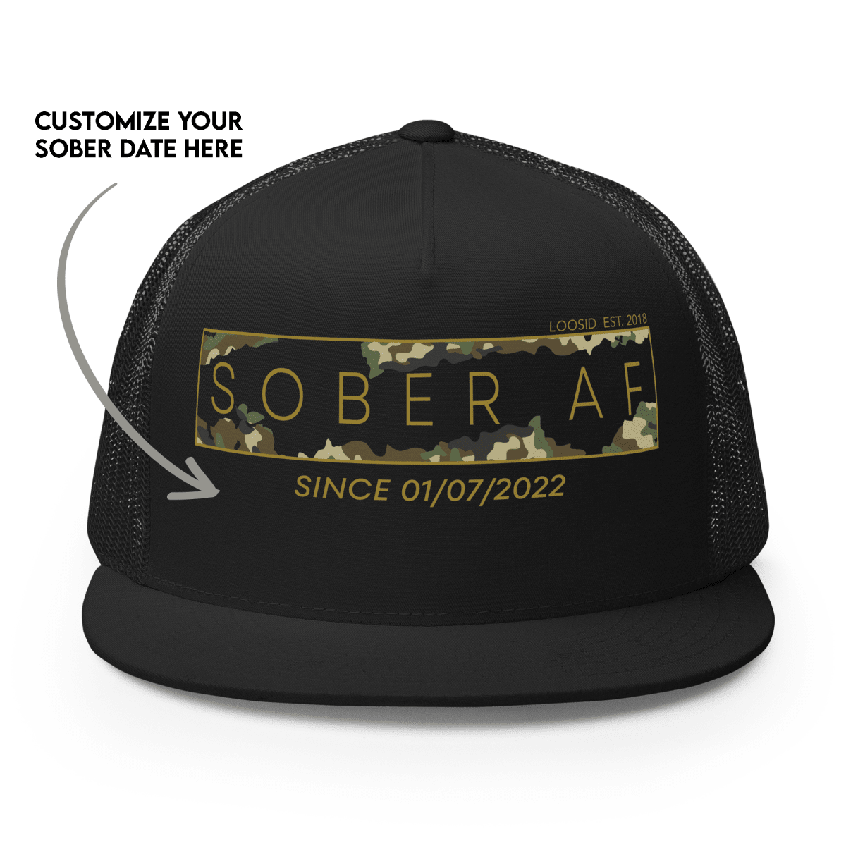 Loosid Camo Sober AF Sober Hat featuring the design