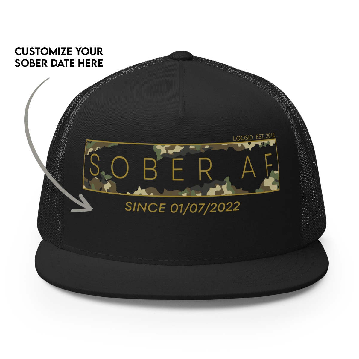 Sobriety Gift Camo Sobriety Gift flat lay styled image (view 3)
