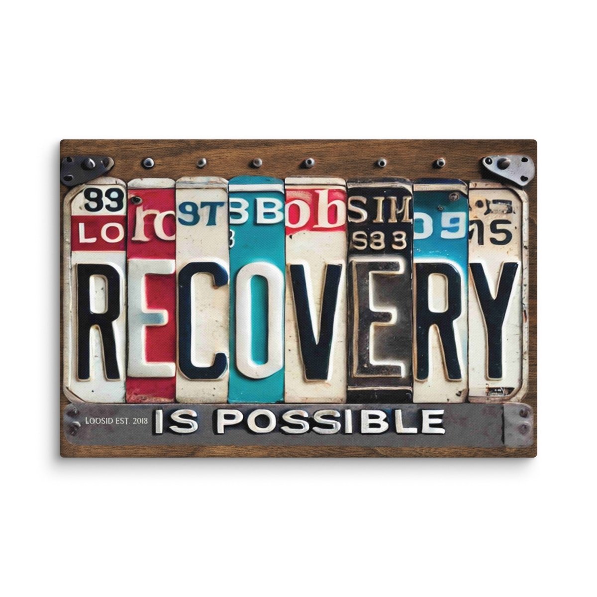 Recovery Is Possible License Plate Sobriety Art flat lay styled image (view 3)