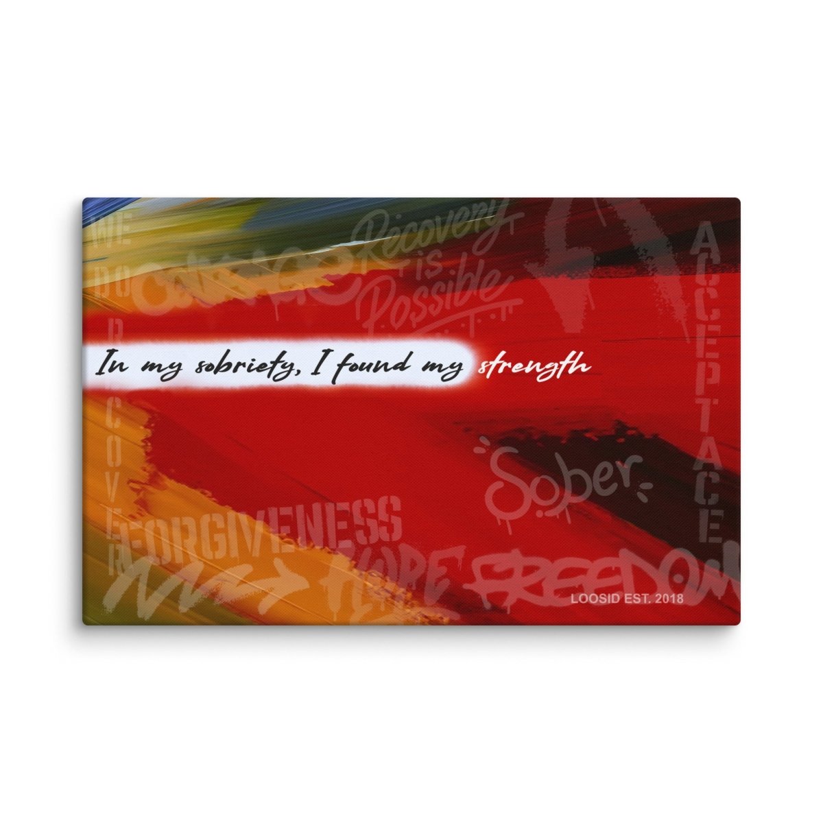 I Found My Strength Inspirational Canvas Wall Decor Sobriety Art close-up view (view 2)