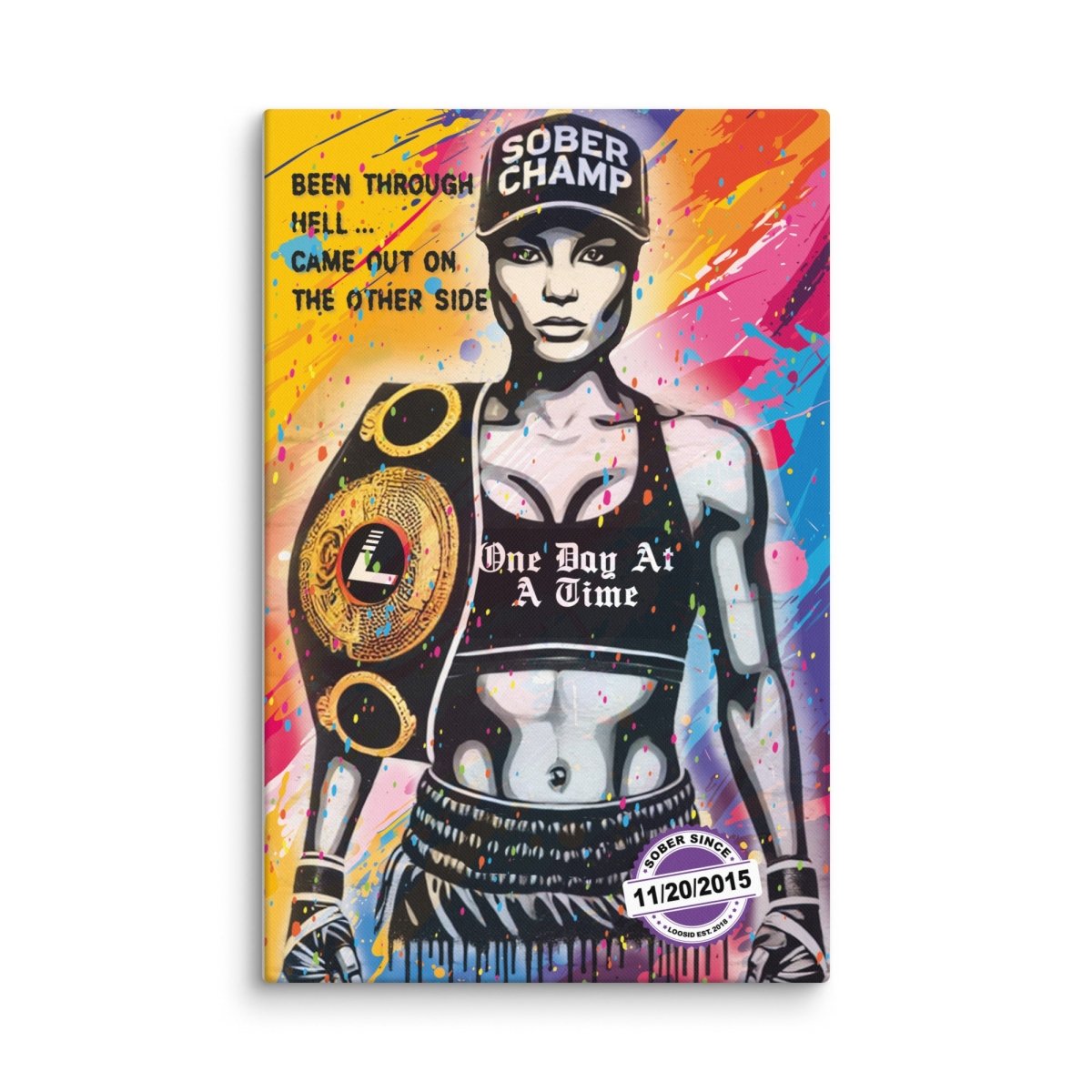 Sober Champ Women Sobriety Art back view (view 7)