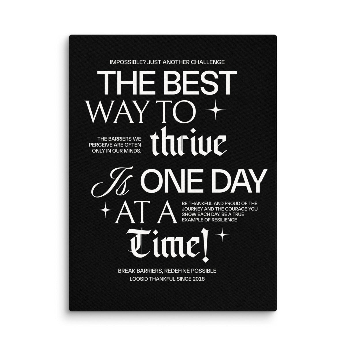 Be Thankful & Thrive Canvas with Recovery Quote Sobriety Art back view (view 7)