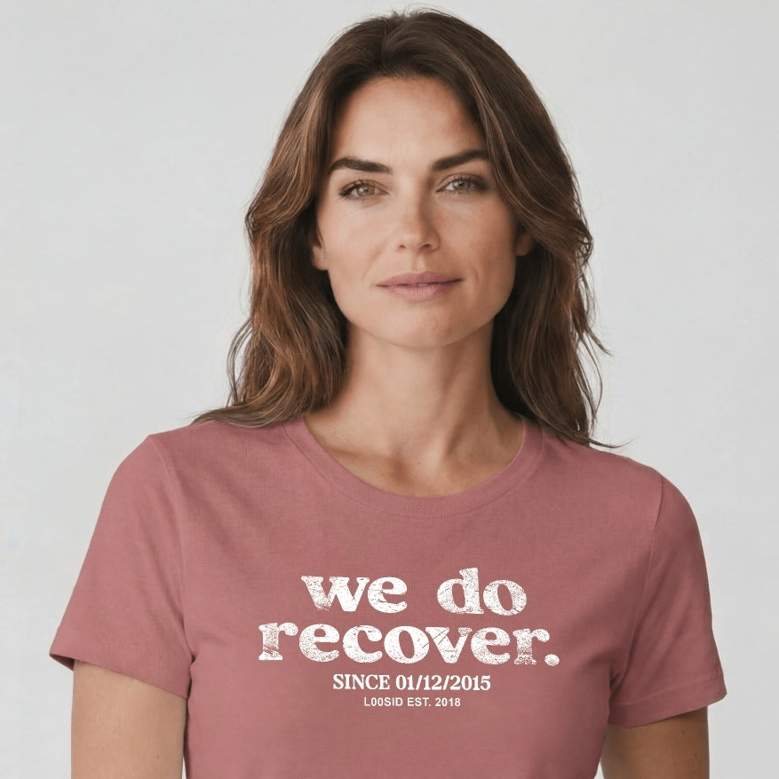 We Do Recover Women's Sober T Shirt | Personalized Sobriety Date Tee
