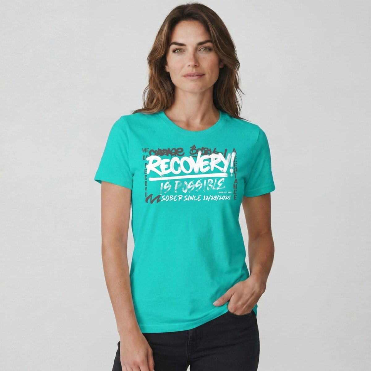 Sober T Shirt | Women's Recovery Is Possible Tee with Personalized Sobriety Date