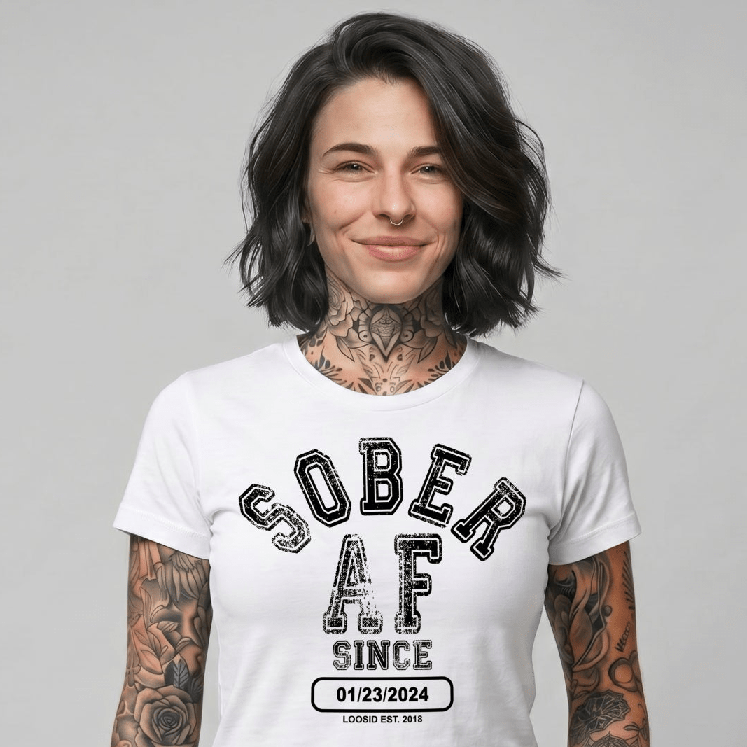 Sober AF Since Sober Sober T Shirt fit detail (view 19)