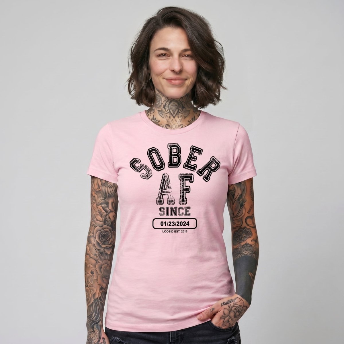 Sober AF Since Sober Sober T Shirt fit detail (view 9)