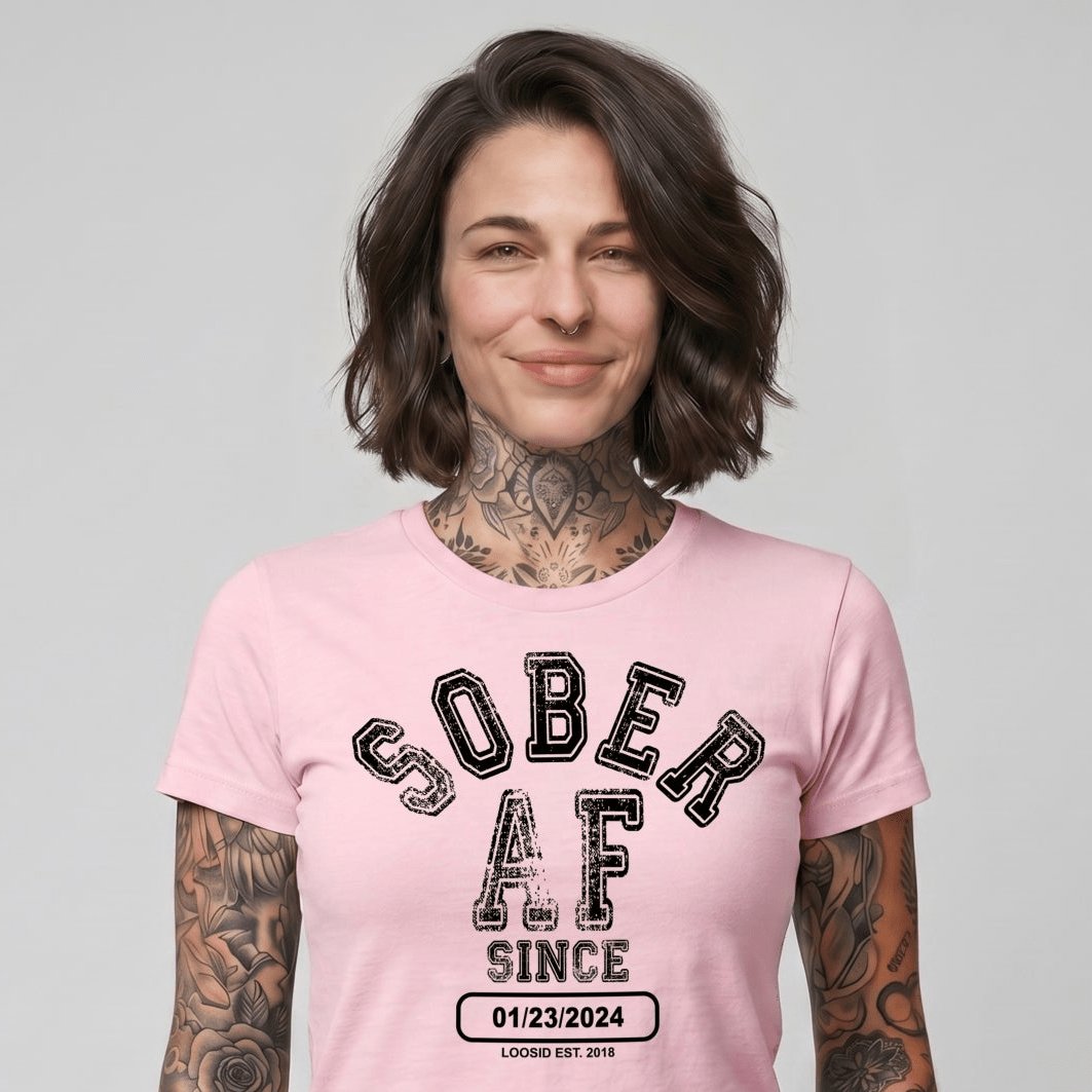 Sober AF Since Sober Sober T Shirt back view (view 7)