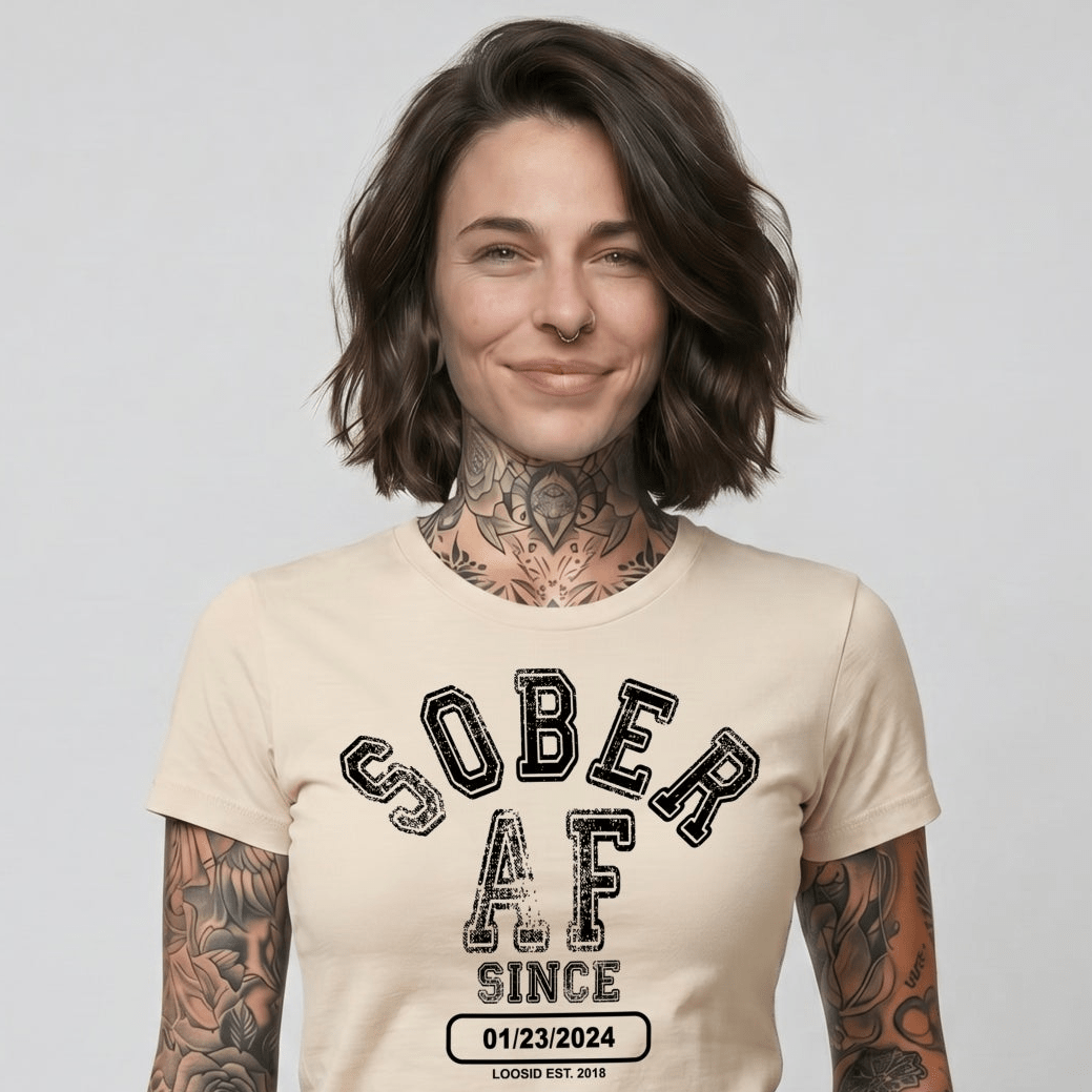 Sober AF Since Sober Sober T Shirt featuring the design (view 31)
