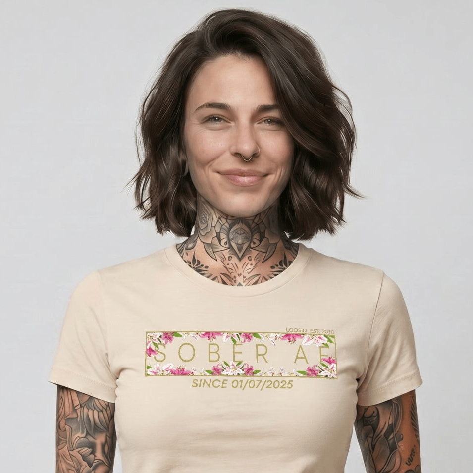 Sober AF Sober T Shirt flat lay styled image (view 23)