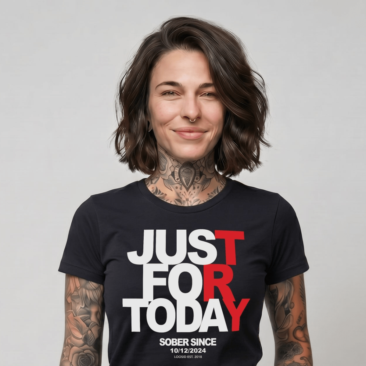 Just Try For Today Sober T Shirt close-up view (view 2)