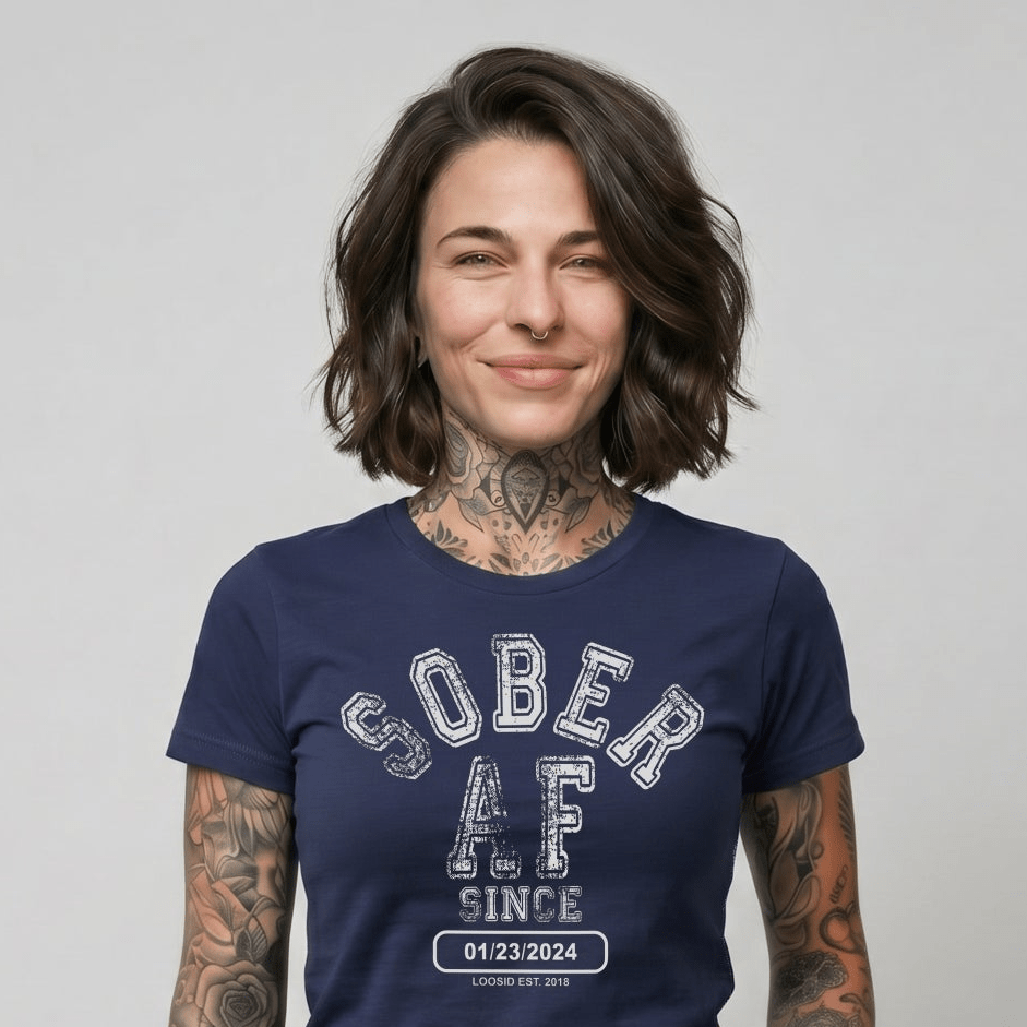 Sober AF Since Sober Sober T Shirt back view (view 27)
