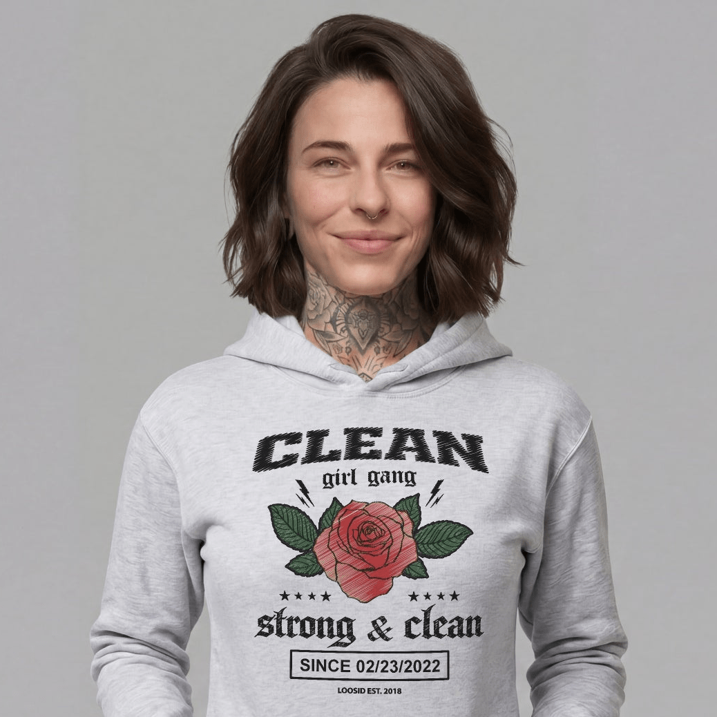 Clean Girl Gang Strong & Clean Crest Recovery Hoodie fit detail (view 9)