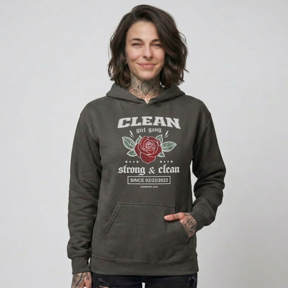 Clean Girl Gang Strong & Clean Crest Recovery Hoodie close-up view (view 22)