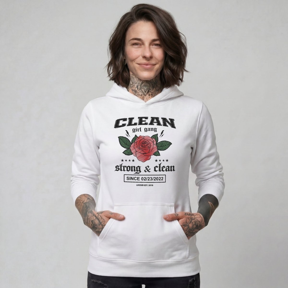 Clean Girl Gang Strong & Clean Crest Recovery Hoodie fit detail (view 19)