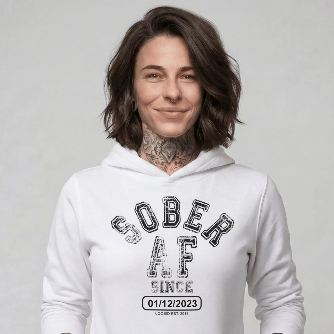 Sober AF Since Recovery Hoodie packaging detail (view 38)