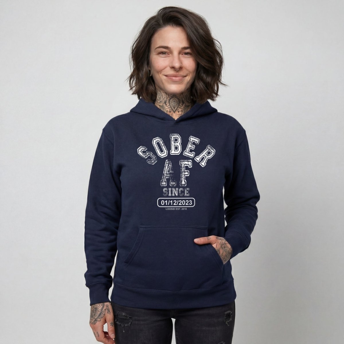 Sober AF Since Recovery Hoodie featuring the design (view 11)