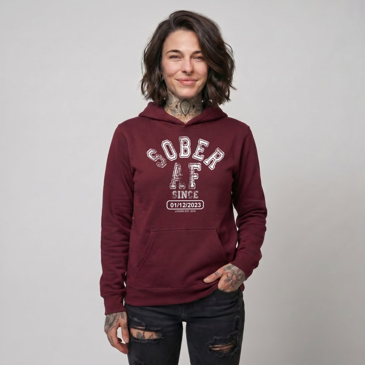 Sober AF Since Recovery Hoodie featuring the design (view 21)