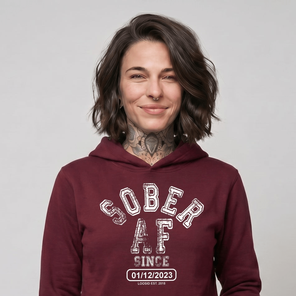 Sober AF Since Recovery Hoodie packaging detail (view 18)