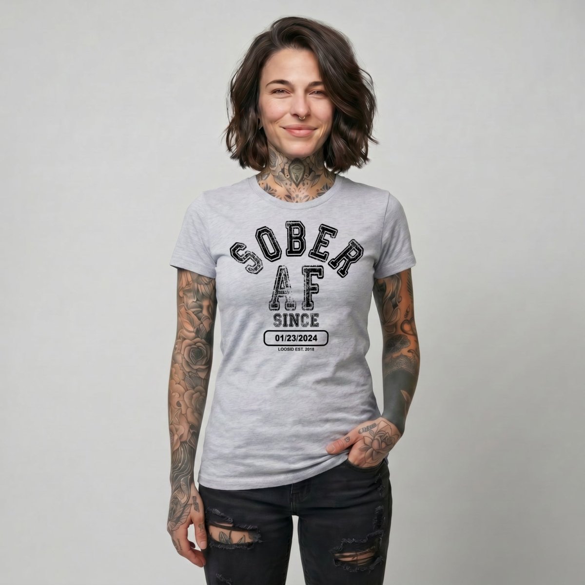 Sober AF Since Sober Sober T Shirt back view (view 17)