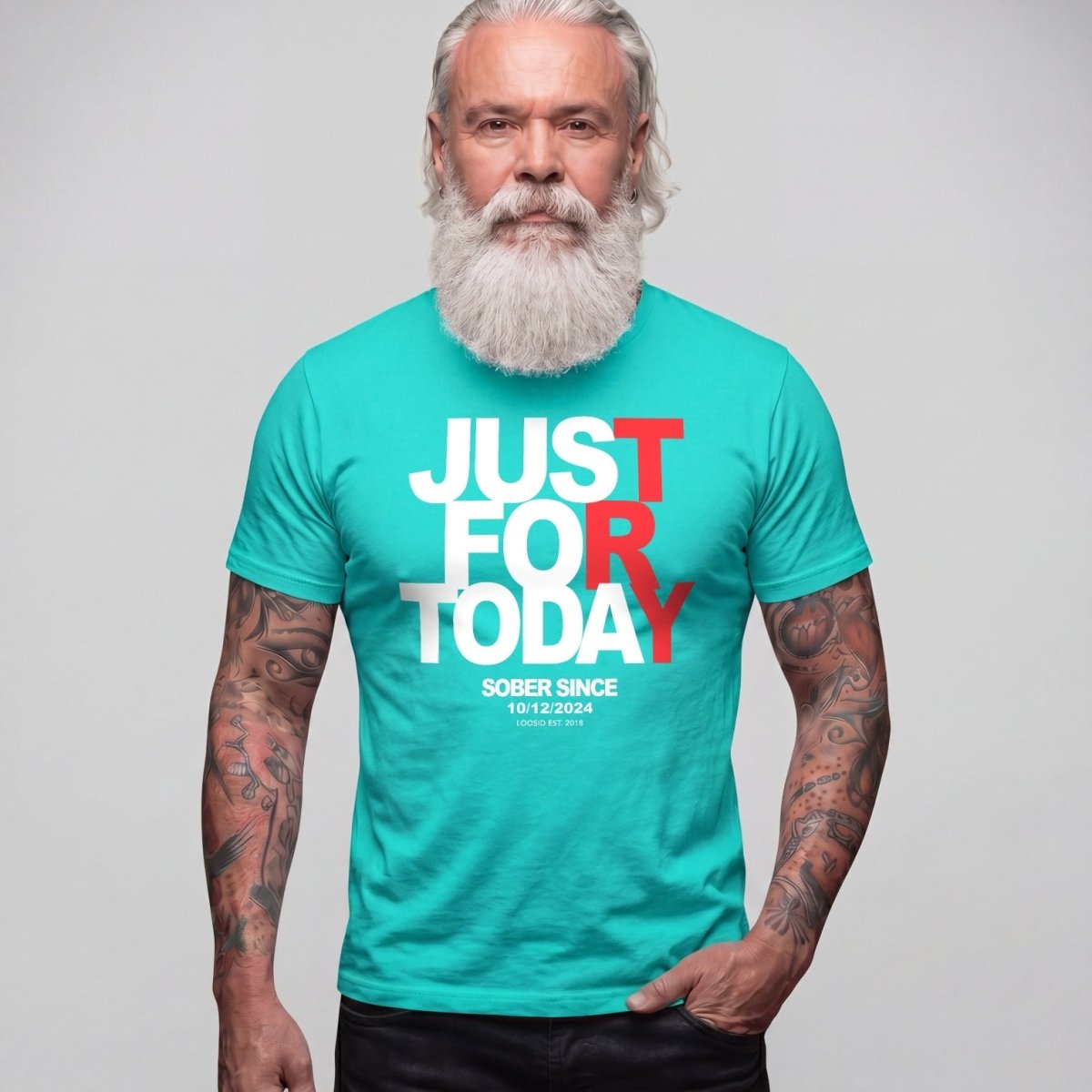 Men's Just Try For Today Sober T Shirt with Custom Sobriety Date