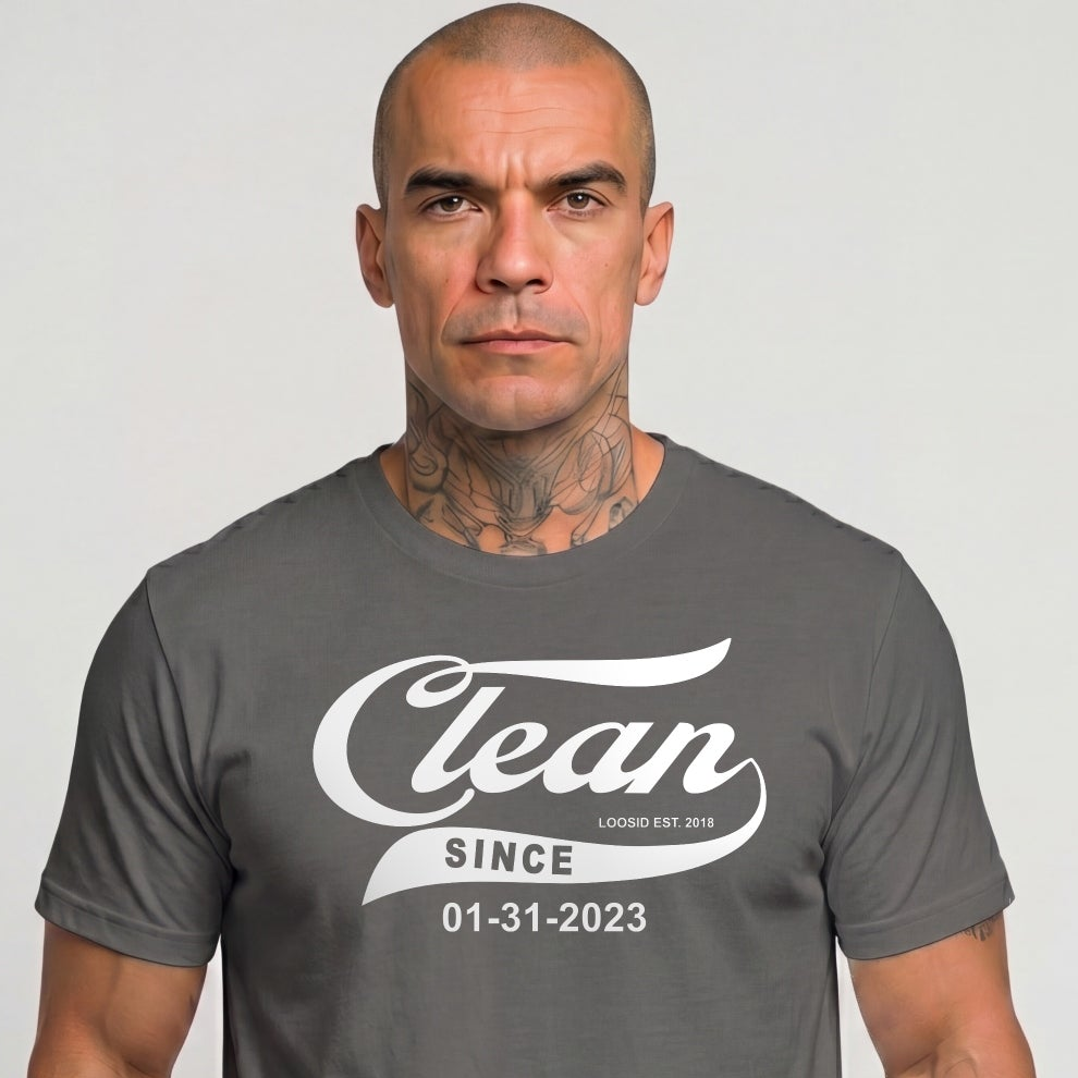 Clean Since Tee with Personalized Sobriety Date | Sober T Shirt