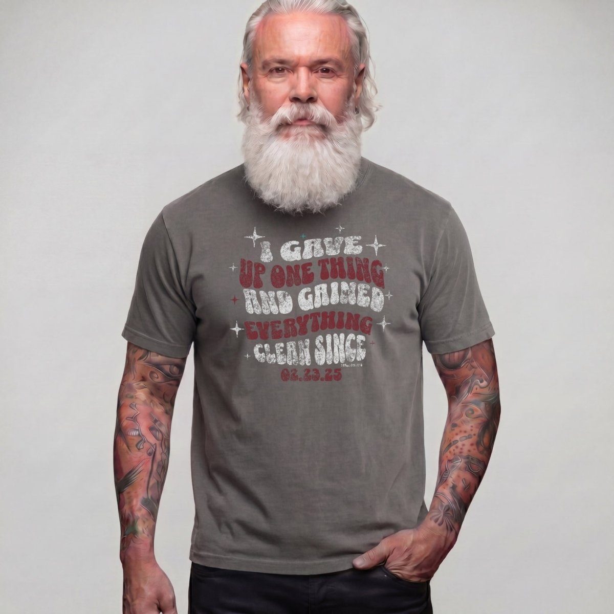 I Gave Up One Thing Unisex garment dyed Sober T Shirt side view (view 16)