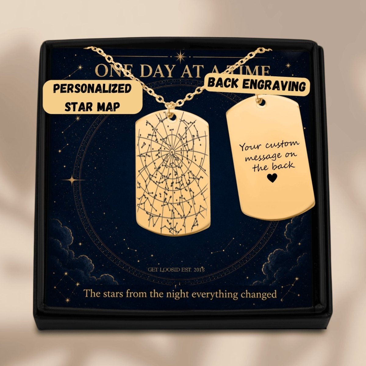Sober Sober Jewelry Sober Date Custom Star Map Sober Jewelry featuring the design (view 11)