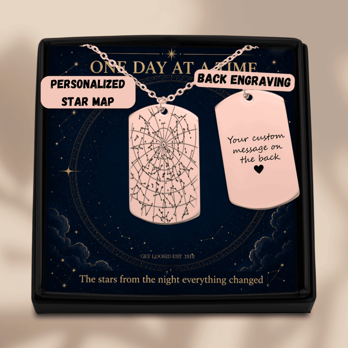 Sober Sober Jewelry Sober Date Custom Star Map Sober Jewelry lifestyle view (view 5)