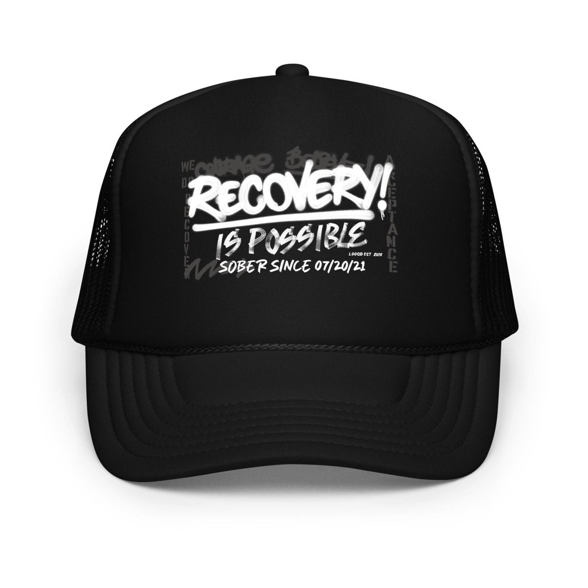 Recovery Is Possible Sober Hat flat lay styled image (view 3)