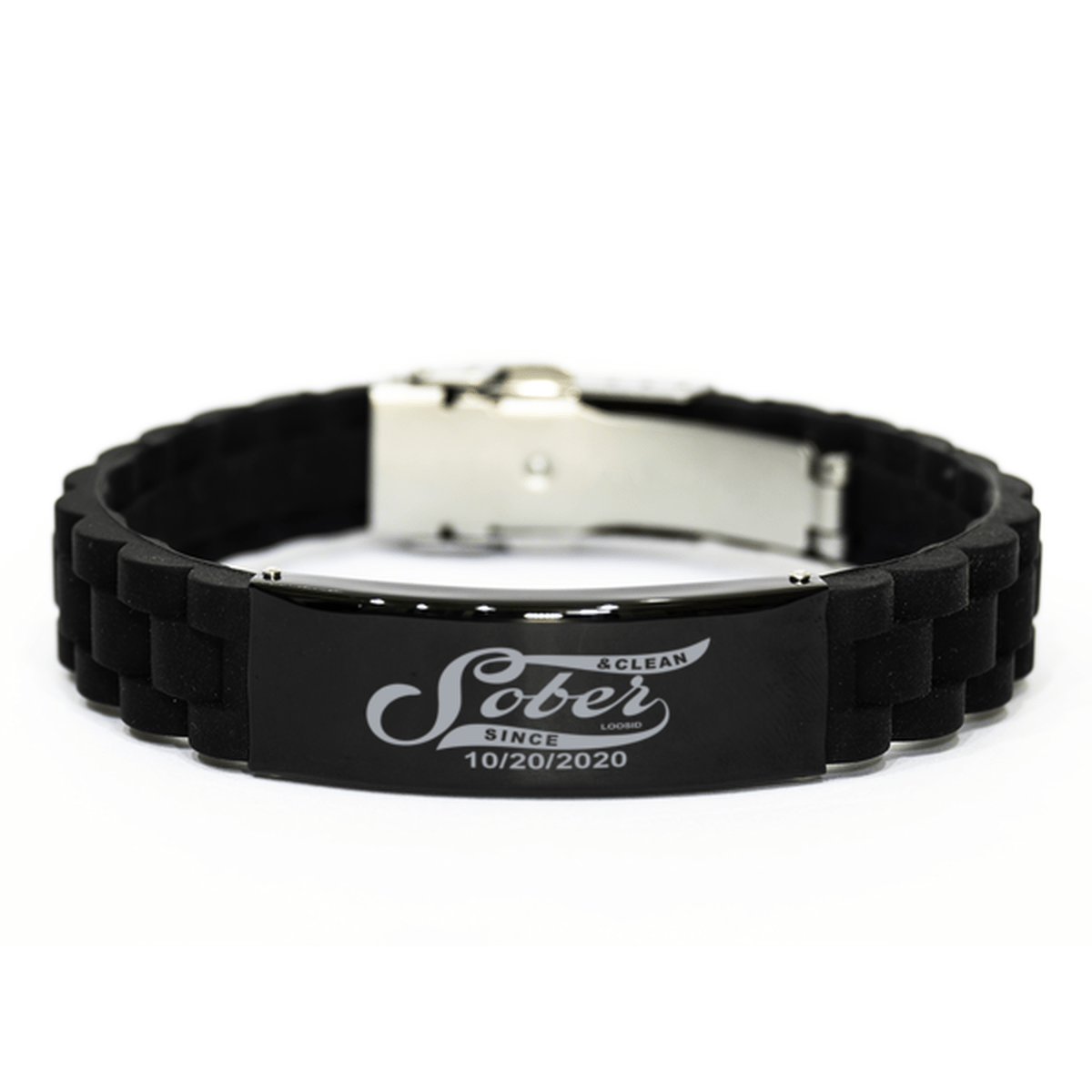 Engraved Sober Date Sober Jewelry flat lay styled image (view 3)